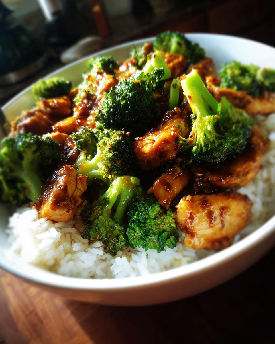Bowl of chicken and broccoli over rice, a quick and tasty option for easy weeknight dinners.