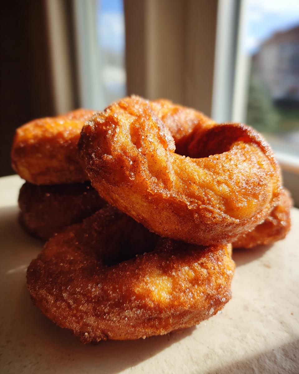 A stack of freshly made Cinnamon Sugar Pumpkin Pretzels, golden brown and coated in cinnamon sugar.