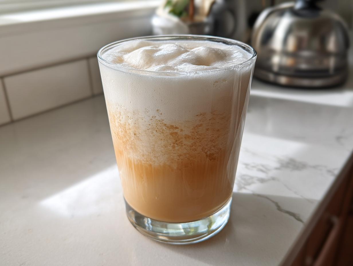 A glass of cream soda with a thick layer of foam, showcasing a dreamy cream soda aesthetic.
