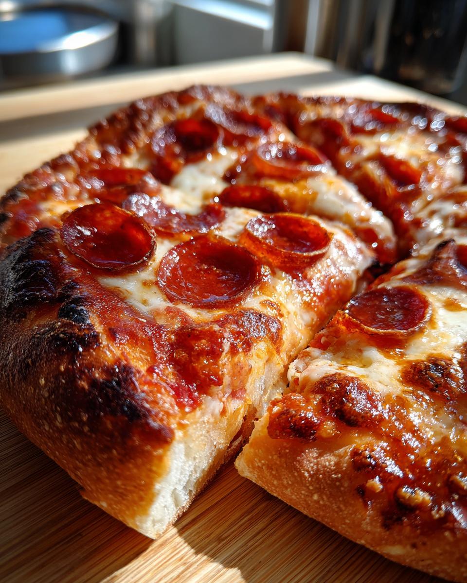 Close-up of a delicious Easy Skillet Pepperoni Pizza with melted cheese and crispy pepperoni slices.