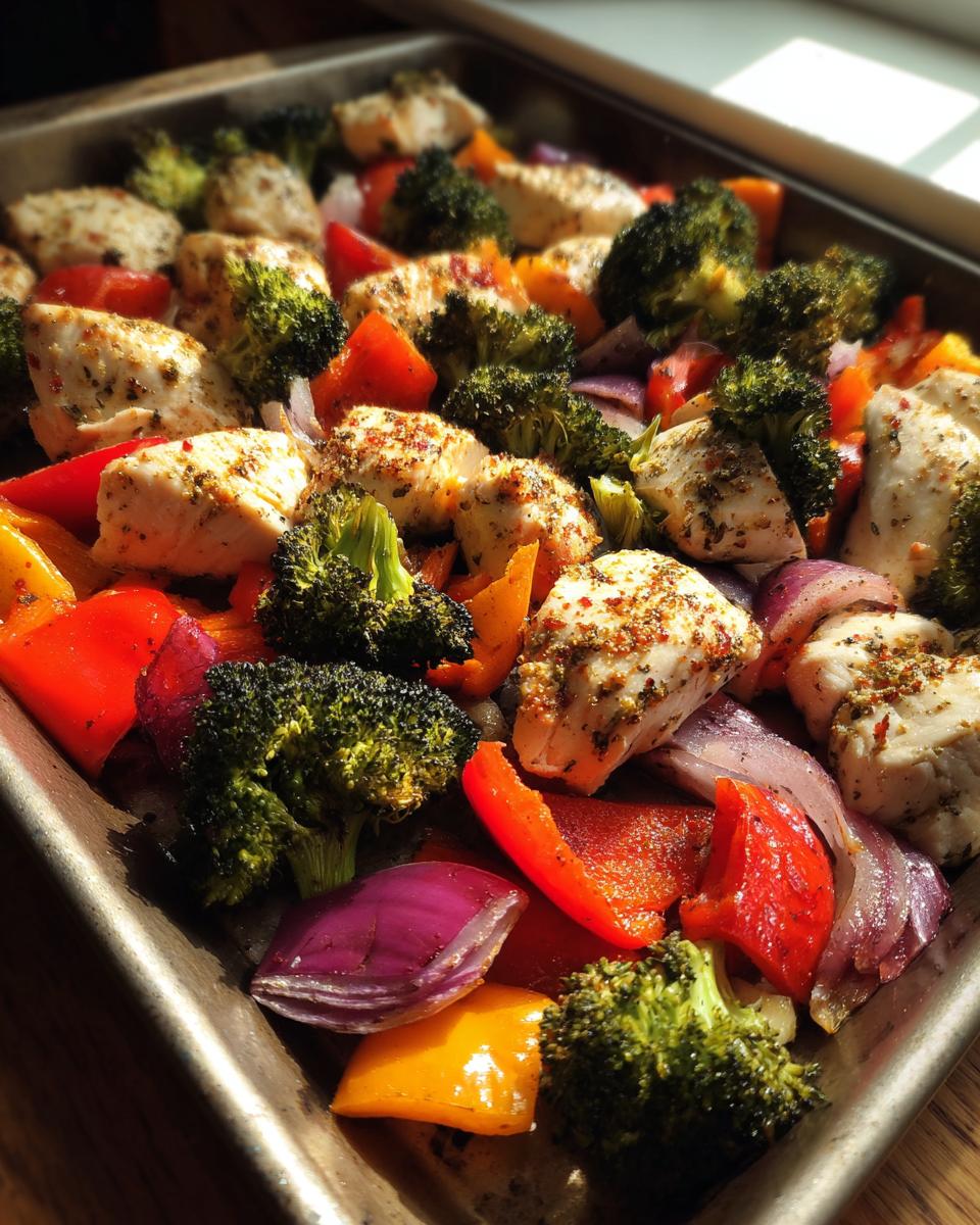 Sheet pan with keto chicken and colorful vegetables, a great option for Best Keto Recipes for Fast Weight Loss.