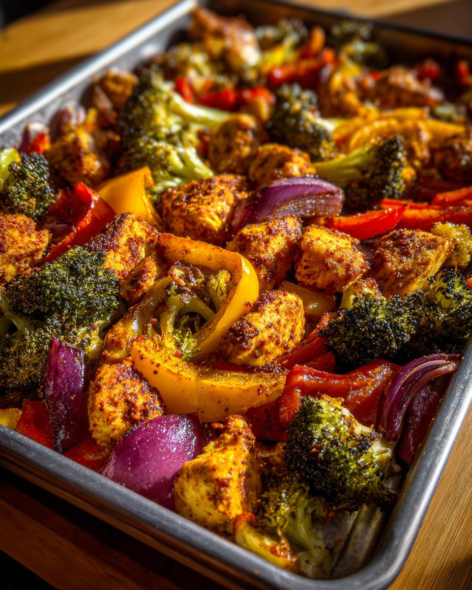 Sheet pan of keto chicken with broccoli, peppers, and onions, part of Best Keto Recipes for Fast Weight Loss.