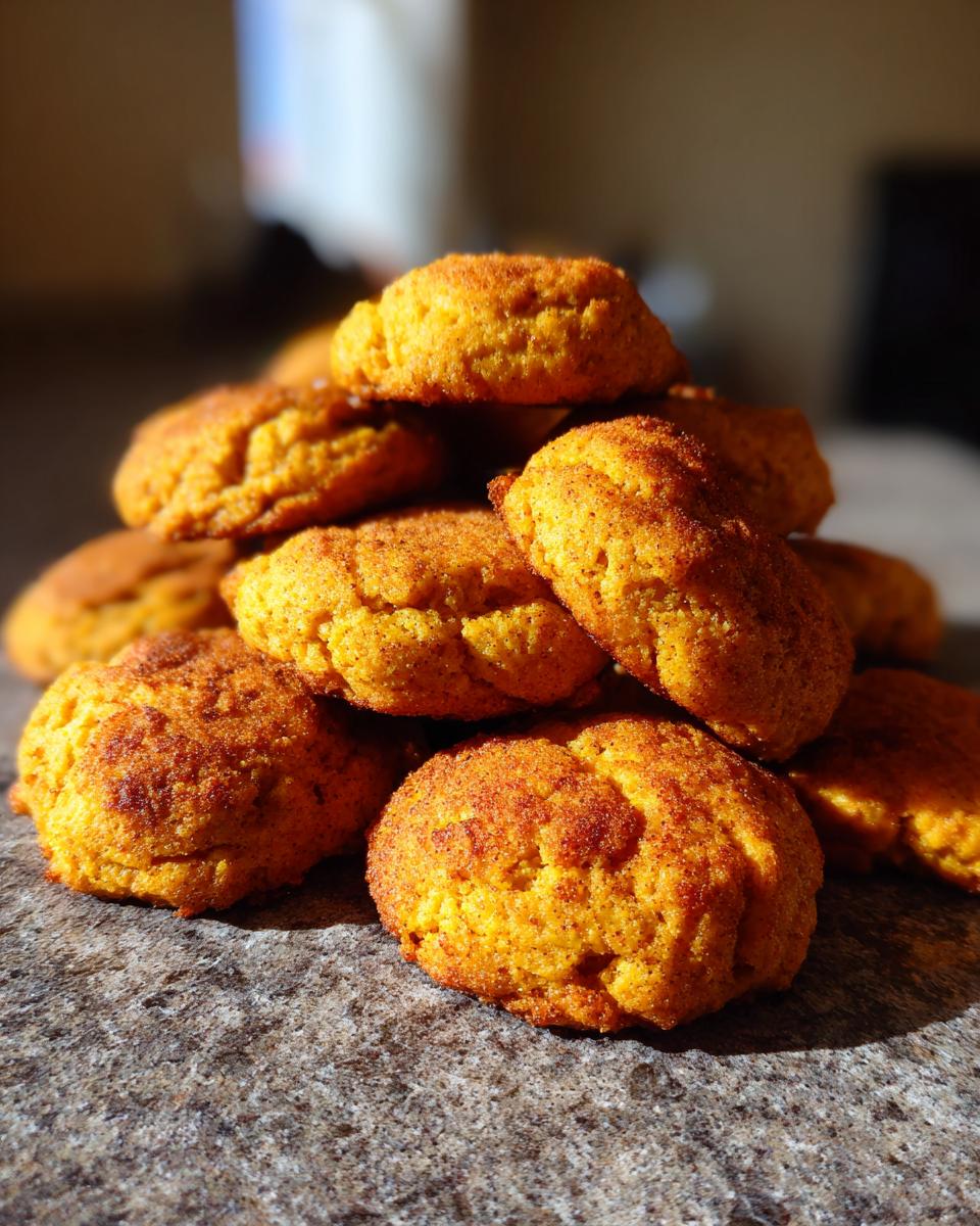 A tempting pile of freshly baked pumpkin spice desserts cookies, perfect for fall baking.