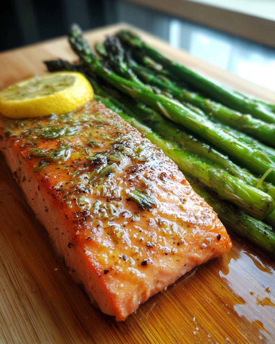Grilled salmon fillet with lemon and asparagus, one of the Easy Low-Carb Dinners for Weight Loss.