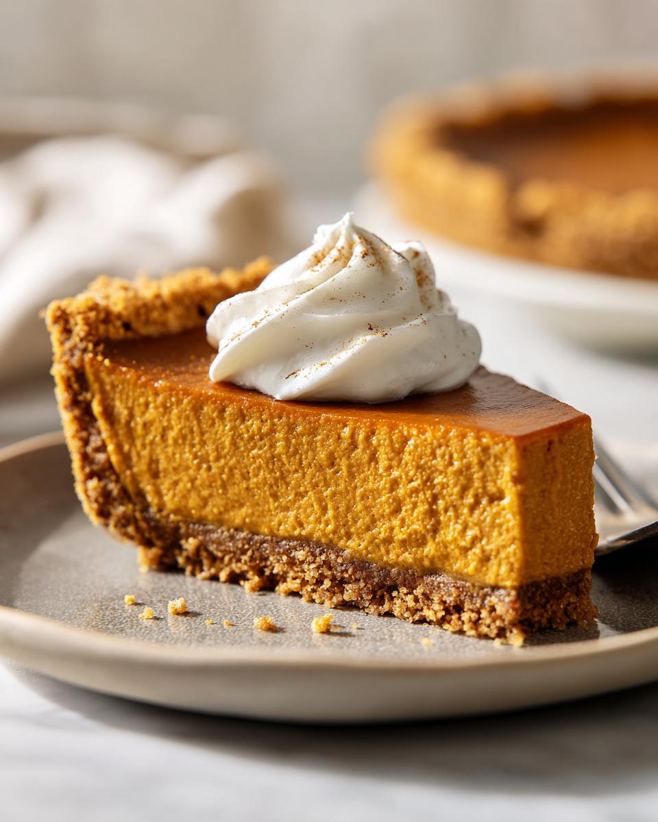 A slice of pumpkin pie bars topped with whipped cream, perfect for make-ahead Thanksgiving desserts.