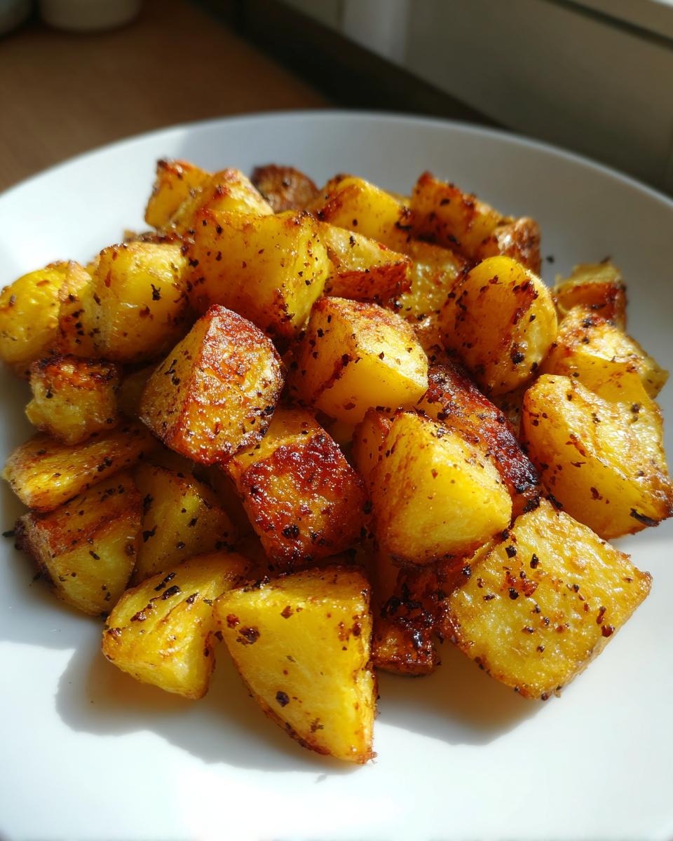A close-up of golden-brown roasted potato wedges seasoned with spices, a perfect addition to any potato recipes.
