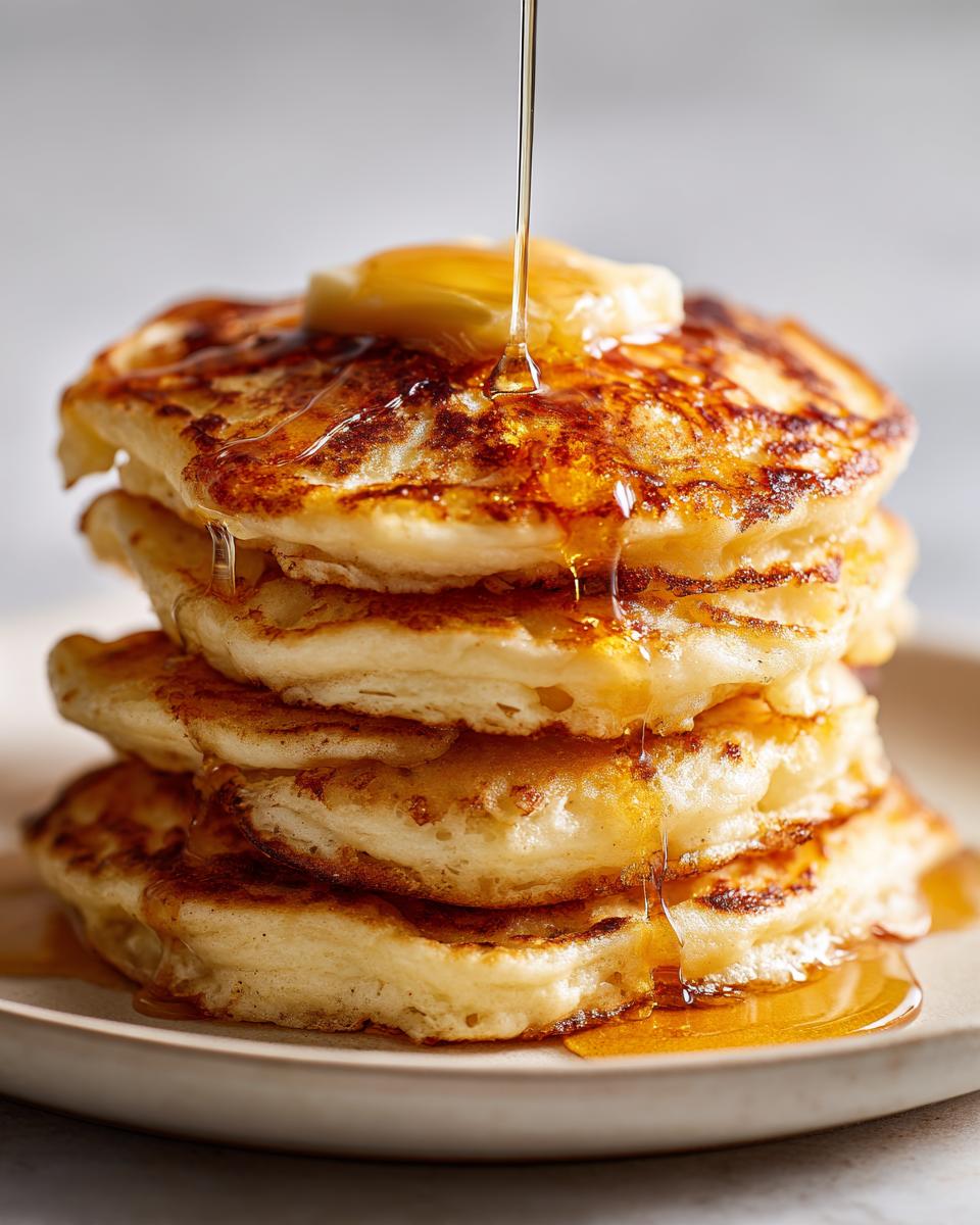 A stack of fluffy pancakes drizzled with syrup and topped with butter, a perfect breakfast idea.