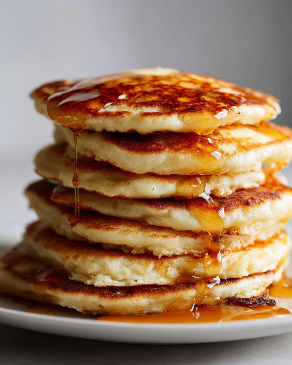 A tall stack of fluffy pancakes drizzled with syrup, a perfect breakfast idea.