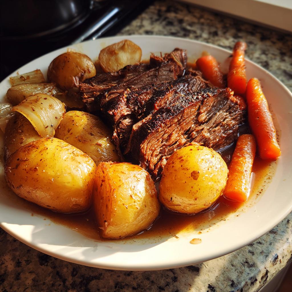 Crockpot roast with potatoes & carrots - Tasty