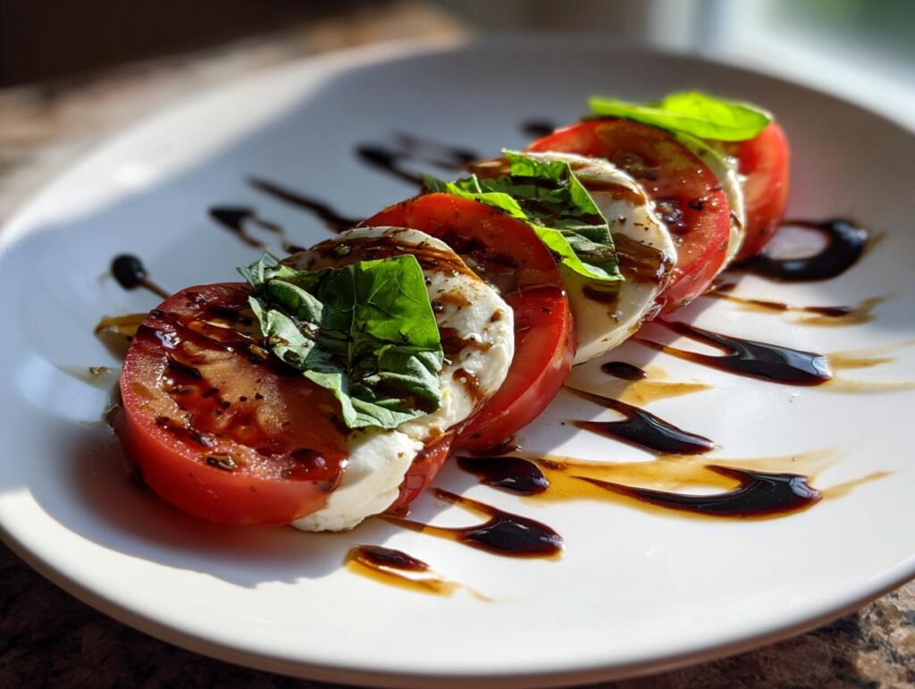 caprese salad with balsamic glaze - Featured