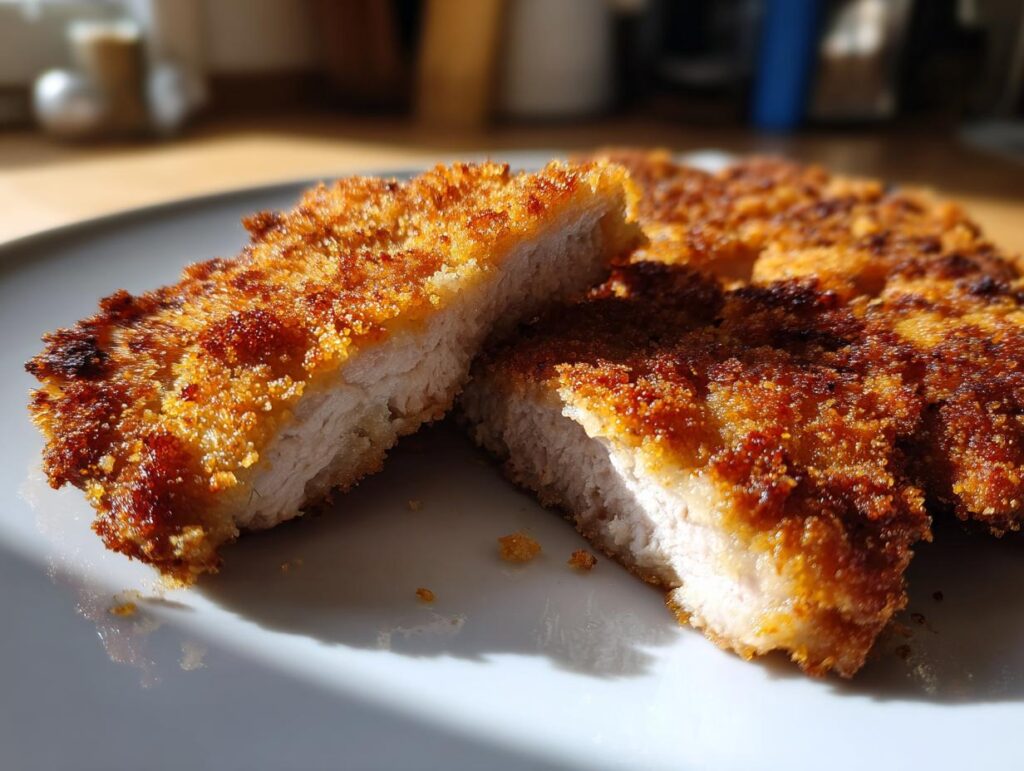 crispy breaded pork schnitzel cutlets - Featured