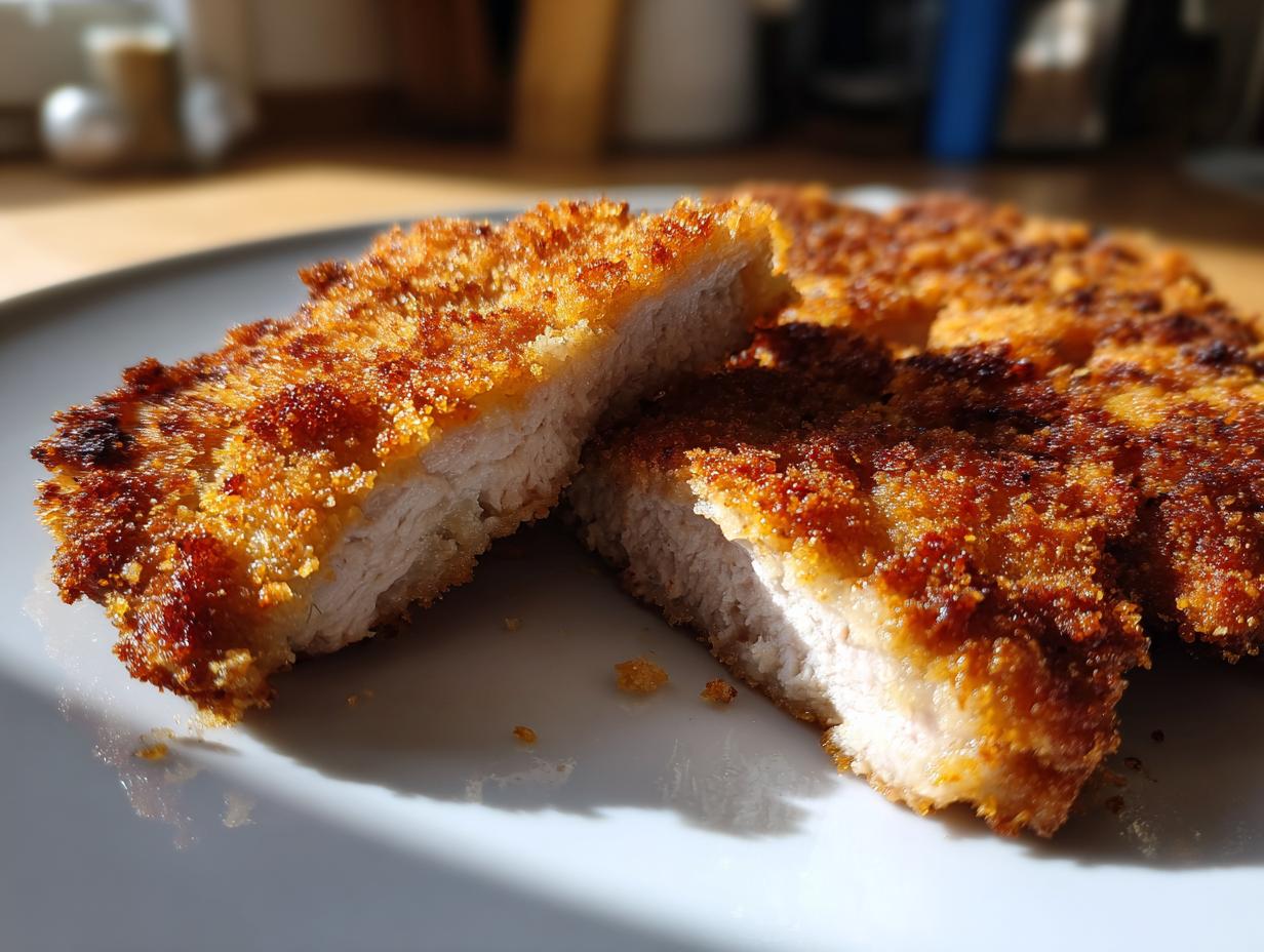 crispy breaded pork schnitzel cutlets - Featured