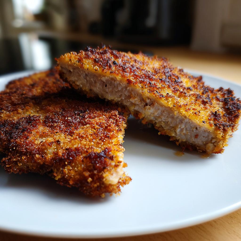 crispy breaded pork schnitzel cutlets - Tasty
