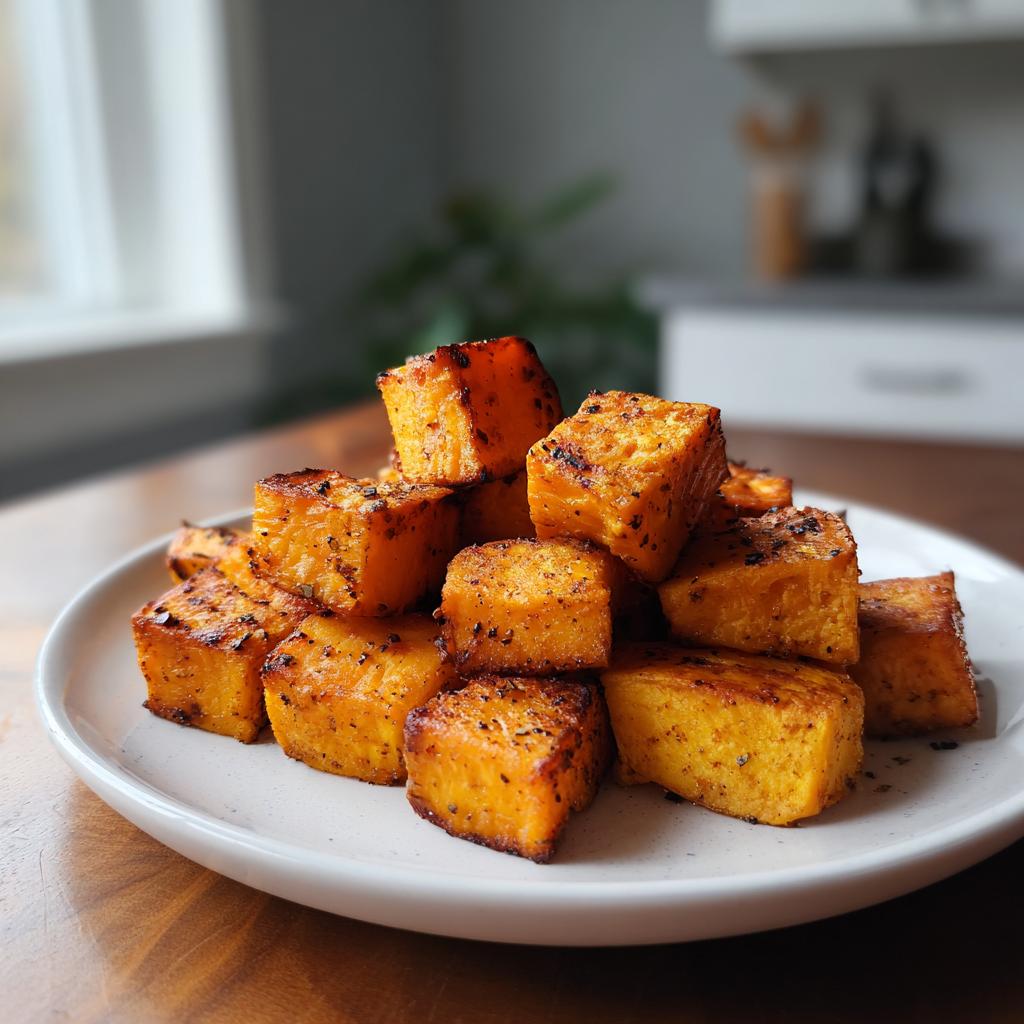 crispy roasted sweet potato cubes - Tasty