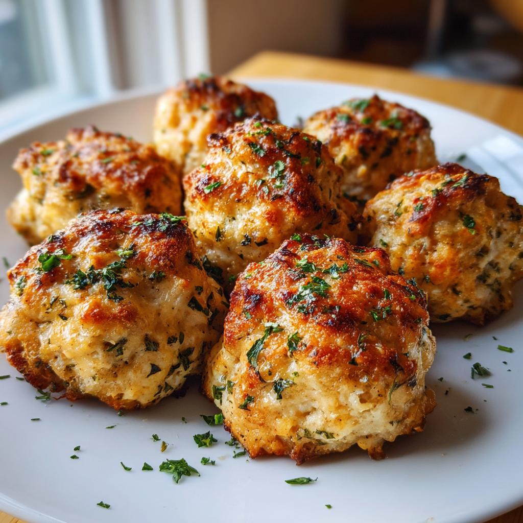 parmesan garlic baked chicken meatballs - Tasty
