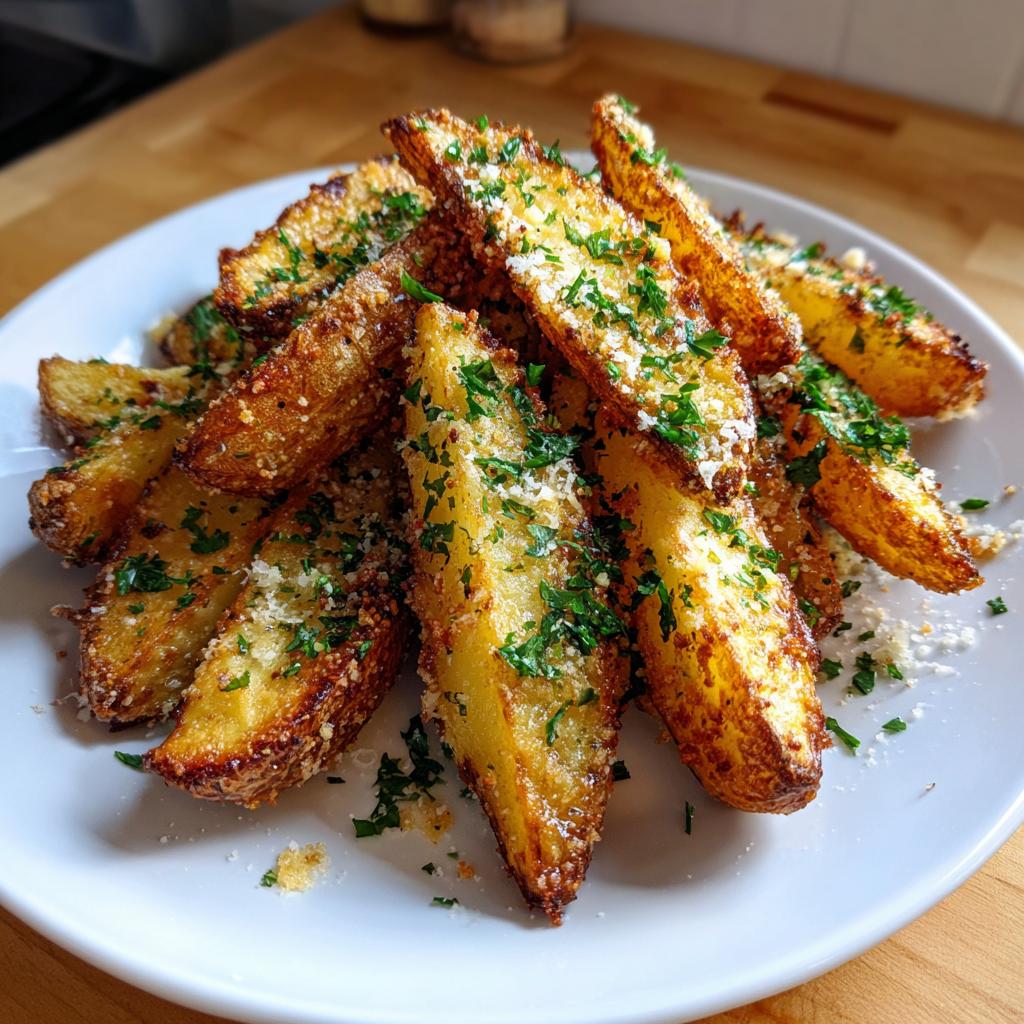 roasted garlic parmesan potato wedges - Tasty
