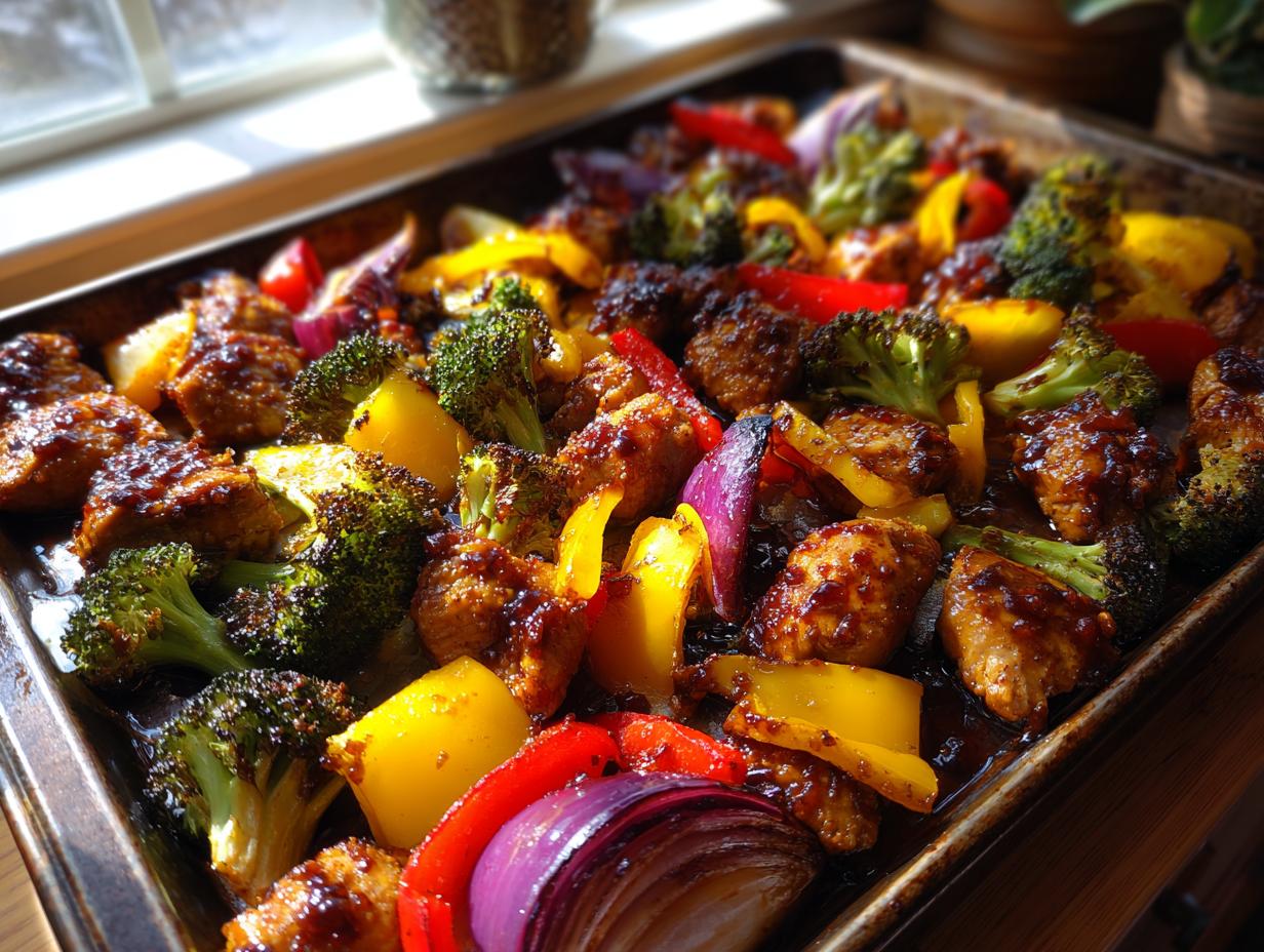 sheet pan balsamic chicken and veggies - Featured