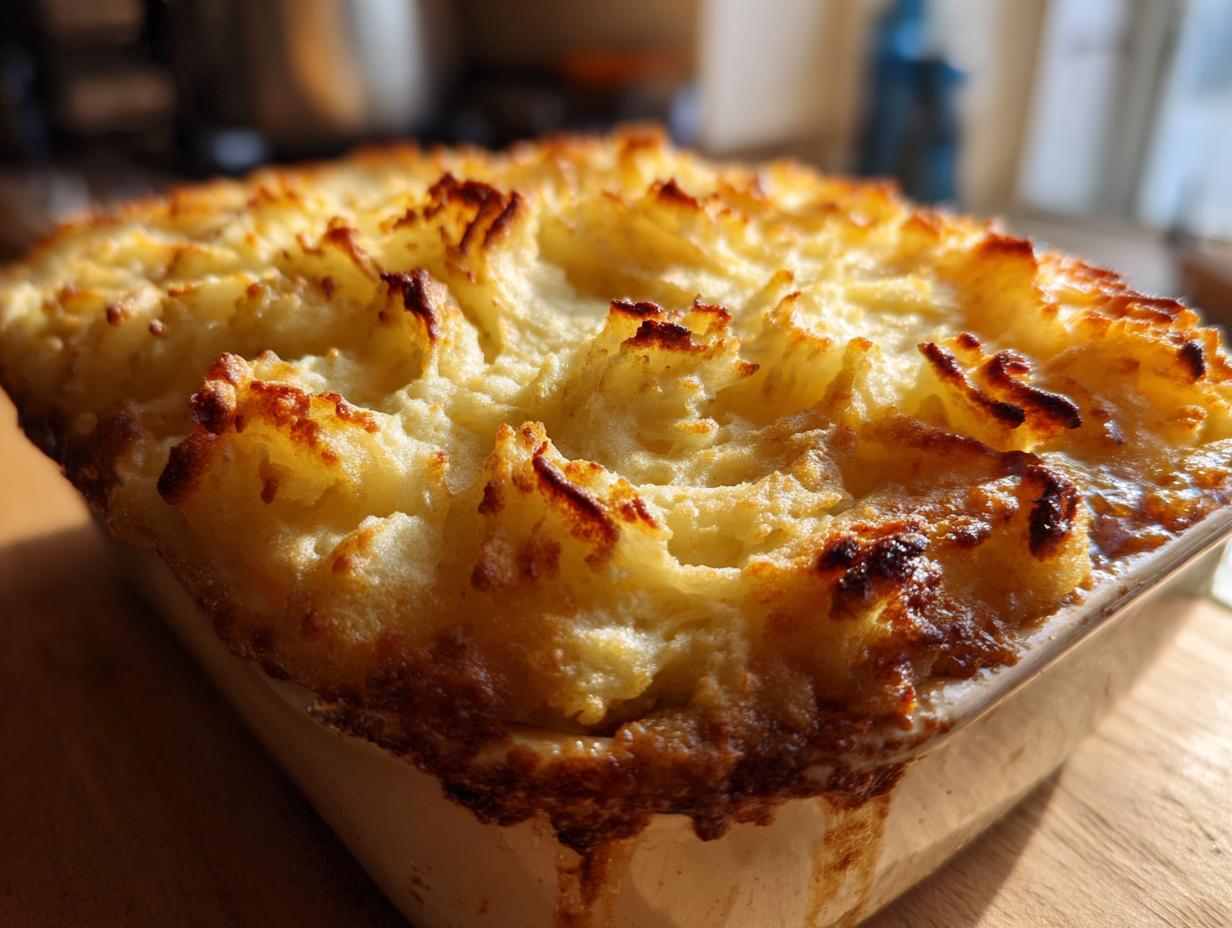shepherds pie with beef and mashed potatoes - Featured