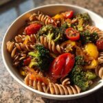 whole wheat pasta with roasted vegetables - Featured