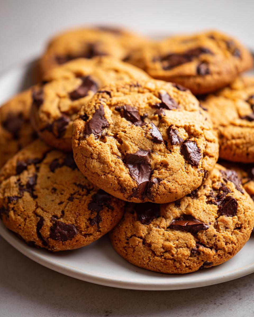 Close-up of a plate stacked with chocolate chip cookies, perfect dessert recipes for a crowd.