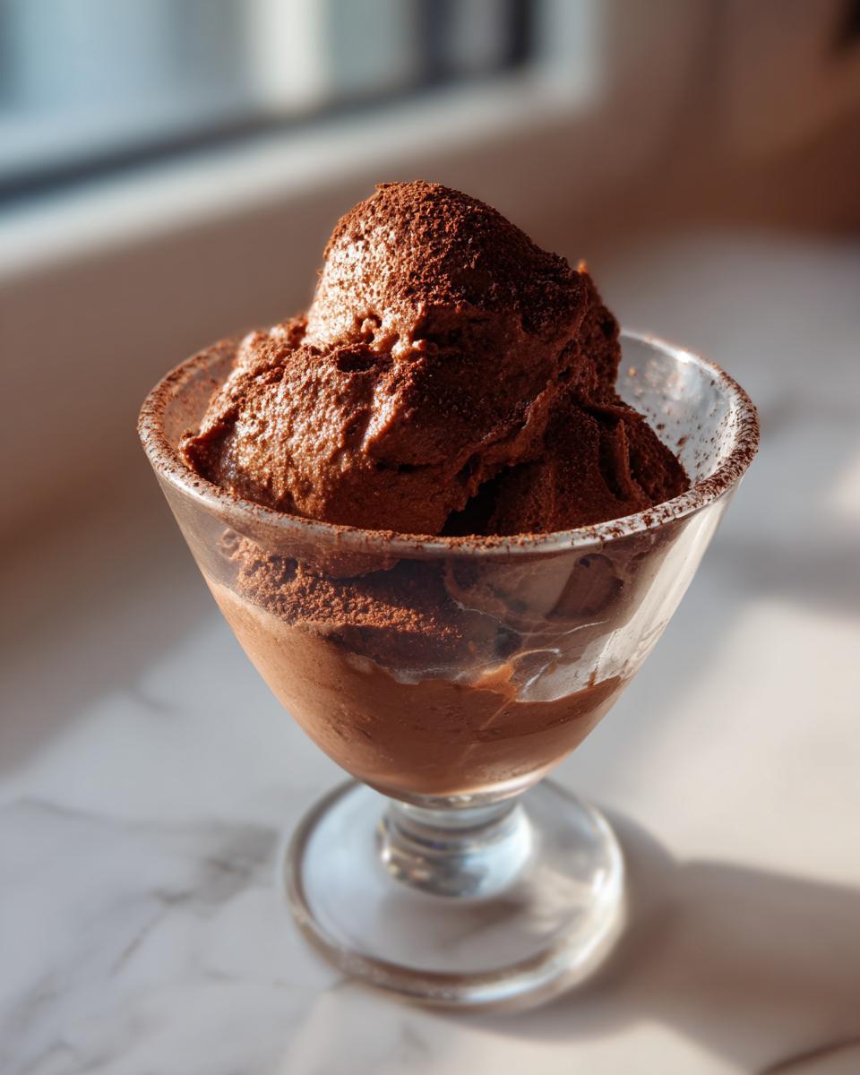 Glass cup filled with rich chocolate mousse dusted with cocoa powder, a perfect 15 minute dessert recipes treat.