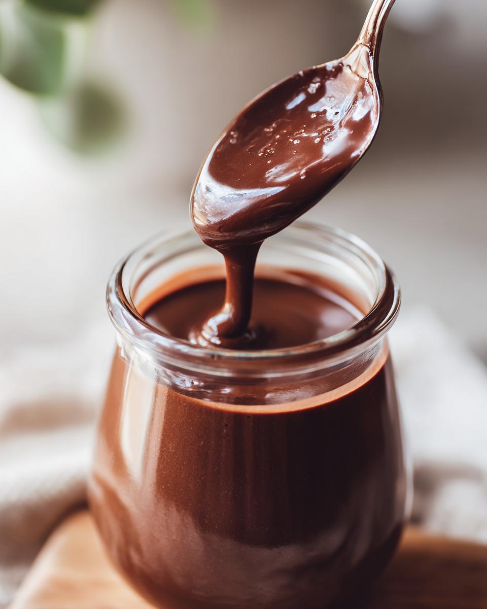 Spoon scooping creamy chocolate pudding from a glass jar, showcasing easy pudding recipes.